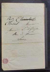 1830/1860, Familie 'De Jongh- d' Ardoye', deel van archief met : enkele doodsprentjes, afdrukken van Familiewapen en +110 brieven (met inhoud), in 2 albums, mooi studielot!