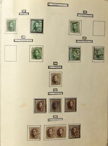 1858/1869 Samenstelling 400-tal zegels in klemband, met kleurnuances, stempels, plaatfouten w.o. 235 medaillons, zm/m/ntz