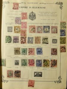 Collection de divers pays dans 2 albums anciens, Schwaneberger et Yvert Historique et Géographique, dont Belgique, Grande-Bretagne, Chine, Congo, à voir