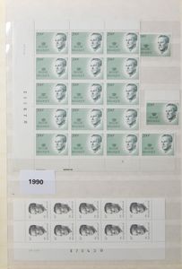 1960/2005 Samenstelling waarbij vellen, 1954/59, veldelen, datumstroken, curiositeiten, Boudewijn bril, Elström, Velghe, zilveren zegel (3x), jaarmapjes, zm