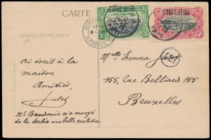 1909, picture postcard franked with OBP n° 30L3 and 31L3 
