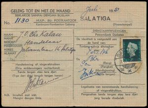 1948 Controlekaart PTT Salatiga C7 geldig tot en met juli 1951 met n° 353, zm