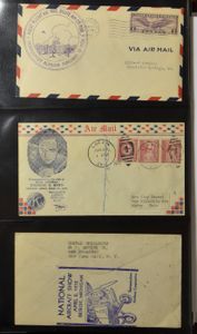 Grote hoeveelheid brieven, postwaardestukken, FDC's, enz... in 8 albums w.o. ruimtevaart, First Flights, zm.