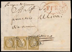 1851 Brief van Basta (Corsica) naar Livorno met frankering N° 1 