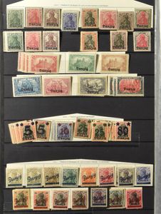 Verzameling in 3 insteekboeken, w.o. Duitse bezetting, Generalgouvernement, Danzig, vanaf N° 02 (licht beschadigd) met Groszy, Corps Polonais, ongetand, zm/m/ntz