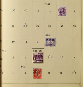 Japanse Bezetting 1934/1946 , verzameling in album met kruis- en ankeropdrukken, tevens Burma, Filipijnen + wat China, zm/m/ntz