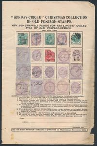 Sunday Circle, clubblaadjes met duizenden zegels Victoria en Edward VII, enorme hoeveelheid w.o. zeer veel 