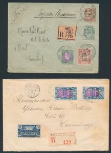 Environ 150 envois postaux pour la plupart anciens, dont l'Empire allemand, la France et ses territoires, les États allemands, un nombre remarquable d'envois vers le Luxembourg, tb