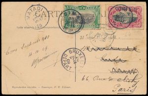 1909, picture postcard franked with OBP n° 31L4 and N° 50 