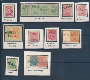 N° 135/41, 10 different name stamps on fragment, see scan, vf