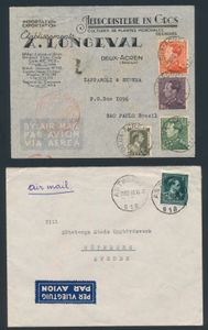 Airmail post (18x), mooie verzameling naar verschillende bestemmingen, voor de specialist, zm/m