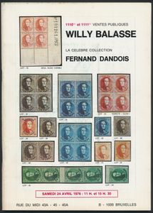 La 1110me et 1111me ventes publiques, la celebre collection Fernand Dandois - Médaillons; Willy Balasse; 1976; gedrukt; geniet; Frans; 41 pag.; zachte kaft; in redelijke staat
