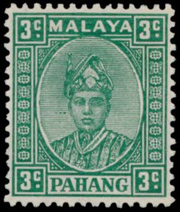 1937/1956 Pahang N° 31, 34, 36, 39 en 53/73 Sultan Abu Bakar, zm (SG £ 275)