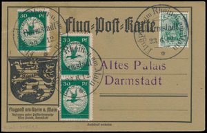 1912 Luftpostkarte Darmstadt met 