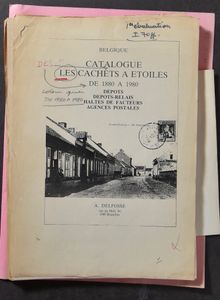 Catalogue, les cachets à étoiles de 1880 à 1980, dépots, dépots-relais, haltes de facteurs, agences postales; A. Delfosse; 1980; losse vellen; Frans; in redelijke staat