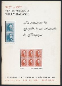 La collection de S.M. le roi Léopold de Belgique, vente publique; Willy Balasse; Willy Balasse; 1969; gedrukt; gelijmd; Frans; 68 pag.; zachte kaft; in redelijke staat