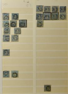1850/1872 Voorraad Staten en Brustschild in 3 insteekboeken nader uit te zoeken op kleuren, stempels, etc., mooie koop voor specialist, zm/m/ntz