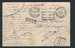1909 Ongefrankeerde zichtkaart, afgestempeld met 