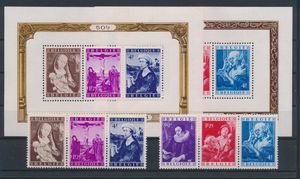 BL 27-V2 + n° 792/97, de blokken en zegels uit blokken, Jordaens en Van Der Weyden BL 27 met variëteit 