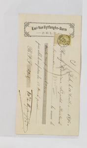 1882/1911 Samenstelling tientallen oude ontvangstbewijzen, w.o. Leopold II, fijne baard, grove baard, Pellens, zm/m/ntz