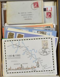 1952/2004 Kleine samenstelling restanten, n° 692 op brieven, FDC's (+/-80 stuks), FDS (+/-30 stuks) en HK (+/-20 stuks), zm/m/ntz