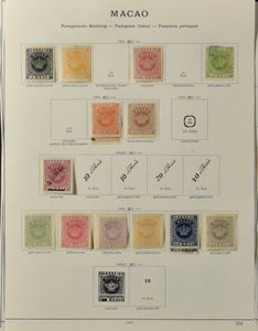 Verzameling in insteekboek + gebieden, meest voor 1900 met o.a. Macau, Cabo Verde, betere zegels in zeer gemengde kwaliteit, zm/m/ntz