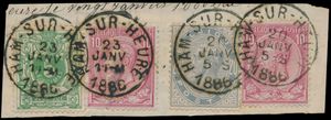 N° 39, 45 en 46 (2x), op mixed frankering (3 emissies), Tricolore, afstempeling 
