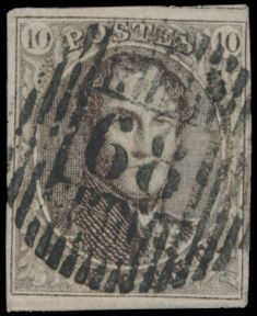 Nr. 10A „10c. braun”, vollrandig, schöner Abstempelung D.68-Assche, einwandfrei (COBA 35 €)