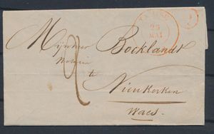 1849 Voorloper met inhoud, vanuit Tamise (Herlant 4), dd. 25 mei 1849, met postbus 