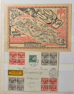 1930/1960 Zeer uitgebreide verzameling LP stukken in dik insteekboek met Postjager, Uiver, Zilvermeeuw, Pelikaan, Douglas-vlucht, etc., zeer gevarieerd, ca. 200 stukken, zm/m