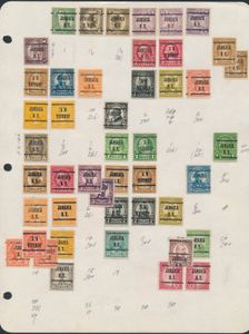 Vaste collection de timbres pré-oblitérés sur feuilles volantes, tb/b