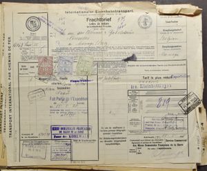 1925, 40-tal vrachtbrieven van Köln-Sterpenich-Manage, met douanezegels, m/ntz
