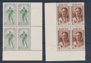 N° 785/86 in blok van 4, in elke blok 1 variëteit (Varibel), zm (OBP €300)