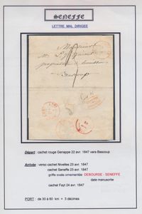 1846/1847 Seneffe, kleine verzameling van 1 zichtkaart van postkantoor en 2 voorlopers, w.o. een mooie 