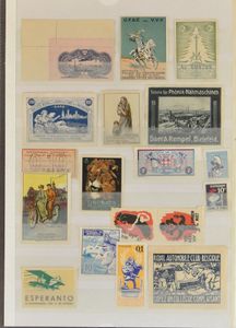 Ensemble varié comprenant notamment des timbres fiscaux, des vignettes, une boîte Argentine, tb/b/à voir