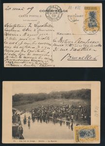 1909/1910, group of 8 picture postcards, all franked with OBP n° 42 