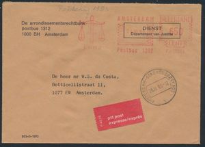 24/11/1983 Lettre d’exprès du tribunal d'arrondissement pendant la grève postale, livrée après la fin de la grève (court), rare, tb