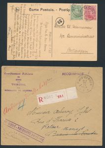 1900/1950 Samenstelling 415 brieven of kaarten, w.o. interessante stempels, frankeringen, enz., zm/m/ntz