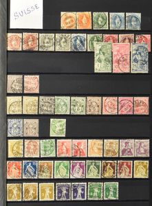 1843/1998 Verzameling in insteekboek met gedeelte frankeergeldig, achterin pagina Kantons en rayons (merendeels vals!), tevens wat oud Rusland, zm/m/ntz