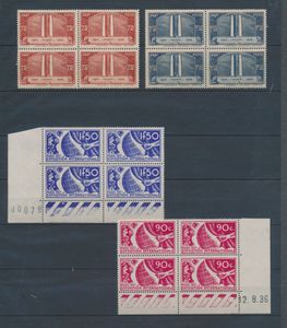N° 316/17 '1936 Vimy en Expo' hoge waarden (blokken van 4) w.o. 326 CD, zm (Yv € +779)