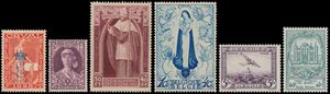 1929/1952, samenstelling van 7 volledige reeksen, Orval L en Kroon *, Mercier *, Grote Orval *, 326/32 *, 810A *, UPU * en PA 1/5 **, zm (OBP € 2.970)