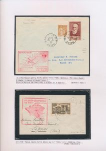 France : vaste collection sur l'histoire de l'aviation postale des années 1930 (principalement), composée de 27 lettres montées et décrites sur des pages, articles de bien meilleure qualité, à inspecter pour être pleinement appréciés, tb/b