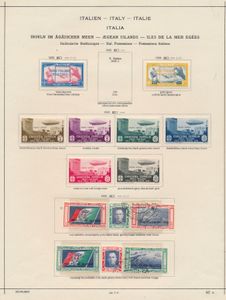 1912/1940, diverse gebieden verzameling op bladen, w.o. Egeo, Garibaldi, Zeppelin, zm/ntz.