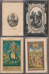Doodsprentjes, oude prentjes, w.o. veel kant (60 stuks)