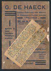 Folder i.v.m. filatelistisch materiaal; G. De Haeck; PHILATELIA; 1937; gedrukt; geniet; Frans; 26 pag.; zachte kaft; in redelijke staat
