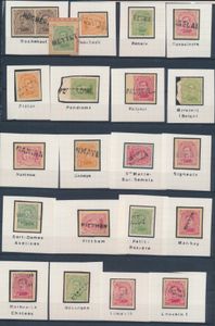 N° 135/38, 21 different name stamps on fragment, see scan, vf
