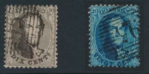 N° 14/15, beide met afstempeling P.95-Perwez, zm (COBA €100)