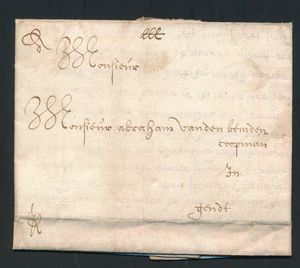 1682 Voorloper met inhoud, Vlaams met prachtig schrift (abdij), vanuit Antwerpen, dd. 5 februari 1682, naar Gendt, porto aanduiding 'FR' links onder en op keerzijde 1 rode krijtstreep (Stuiver), zeer leuke brief, zm