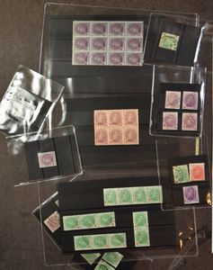 N° 129/131, zeer leuke samenstelling voor verdere studie, met oa curiosa, variëteiten, ongetand, papiersoorten, veldeel, etc., zm/ntz