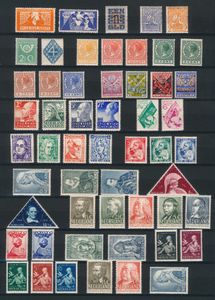 1923/1939 Samenstelling reeksen en losse waarden op insteekblad, zm (NVPH €1.079)